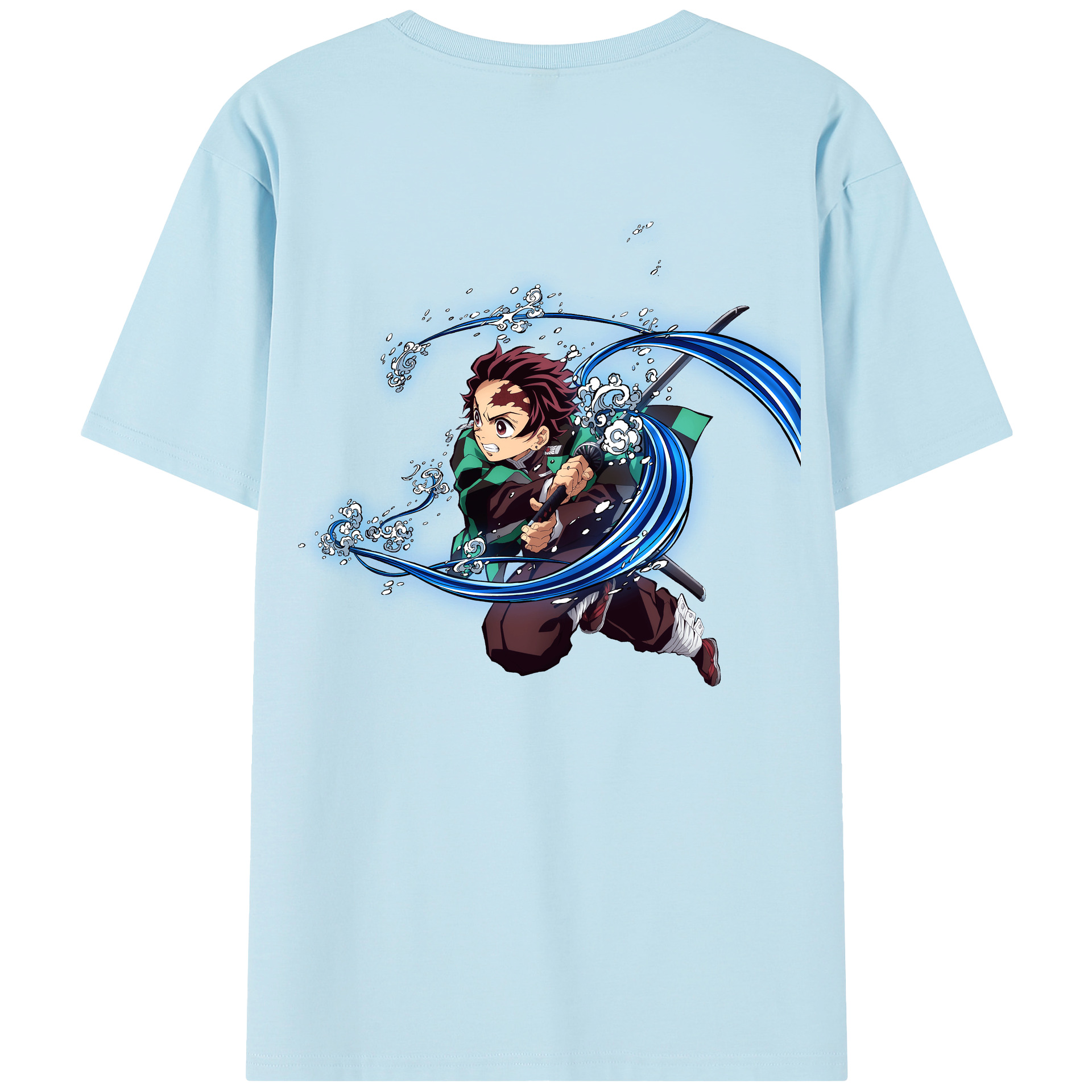 （画像用） 鬼滅の刃 竈門 炭治郎／かまど たんじろう Kamado Tanjirou 綿100％半袖Tシャツ（背面プリント）